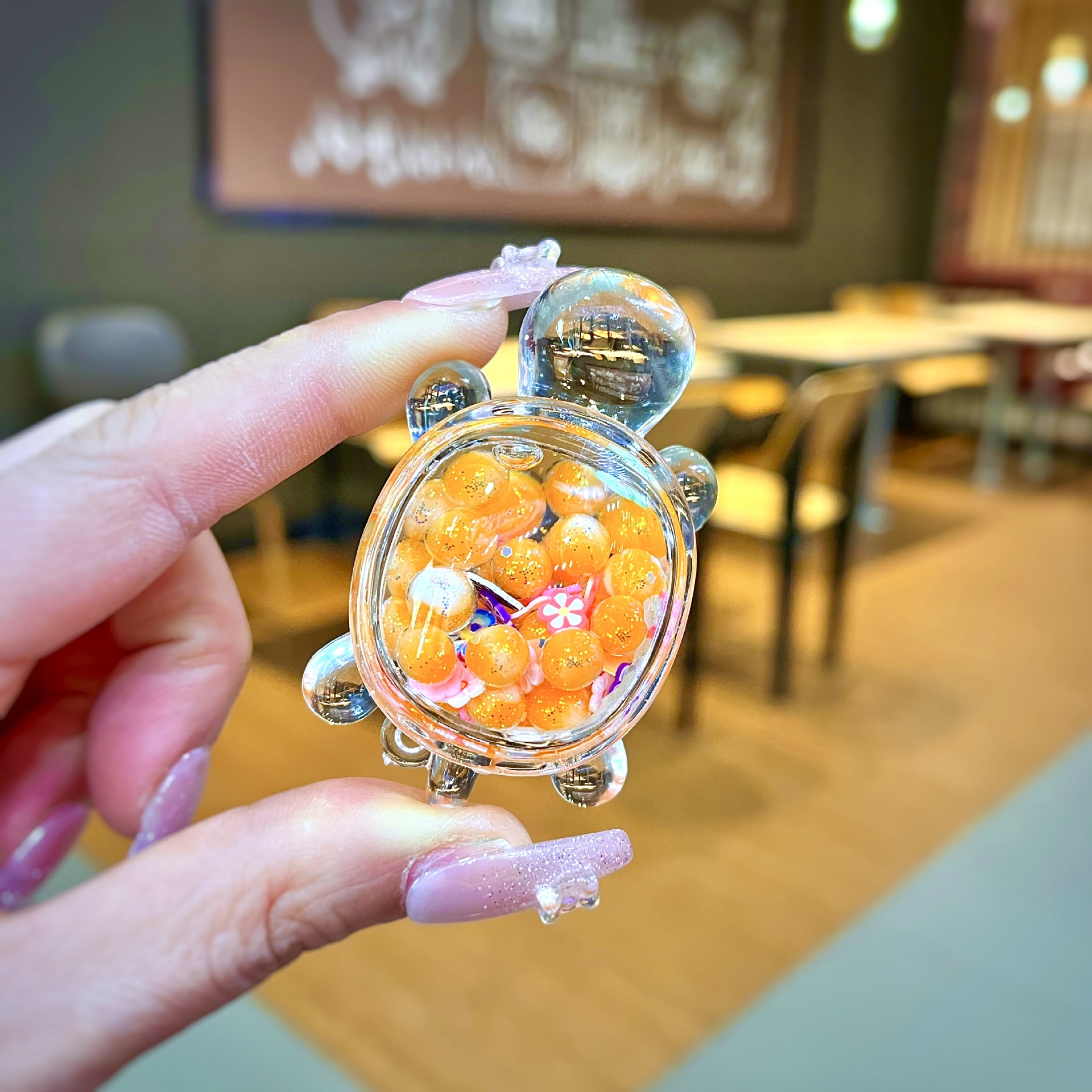 작은 야광 버블구슬 거북이 [주황색]