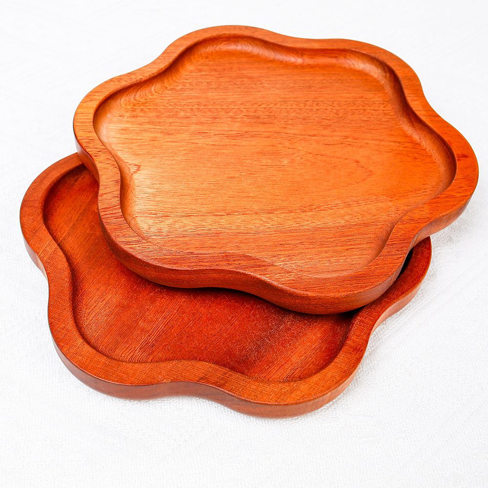 Platos de estilo japonés, platos de comida occidental al por mayor de alto valor, platos de verduras, platos de madera, sándalo de ébano, madera de madera maciza, bandeja de madera