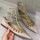 V Home Rivet Pointed Flat Shoes Patent Leather Shallow Foot Ring T Strap Liu Ding Shoes Women's Shoes Large Size 41-43 Single Shoes