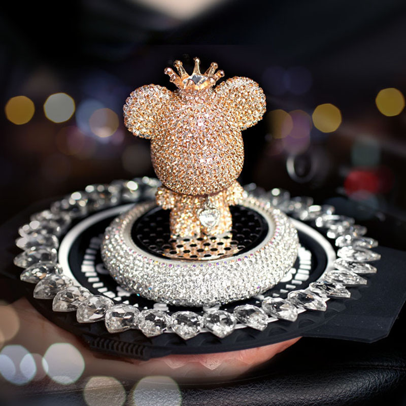 Decoraciones de automóviles creativas lindas diamantes hechas a mano osos decoraciones de automóviles decoraciones de automóviles diosas