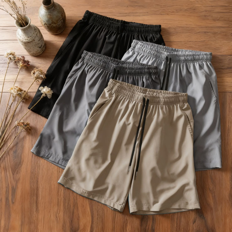 Ice Silk Men's Shorts, Thin Style, Men's Sports Mid-Length Pants, Loose Casual Black Summer Shorts