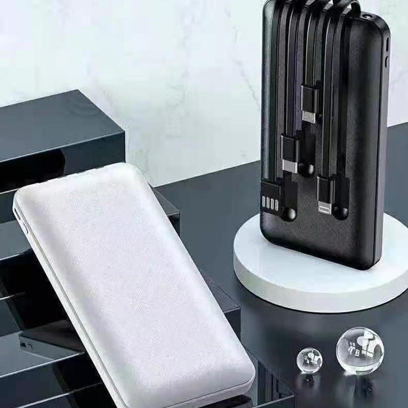 Fuente de alimentación móvil portátil al aire libre para compartir teléfono móvil multi-interfaz externa con cuatro líneas de carga de gran capacidad de larga duración