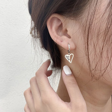 韓國925純銀愛心耳環2022年新款潮女氣質高級感輕奢網紅 耳釘耳飾