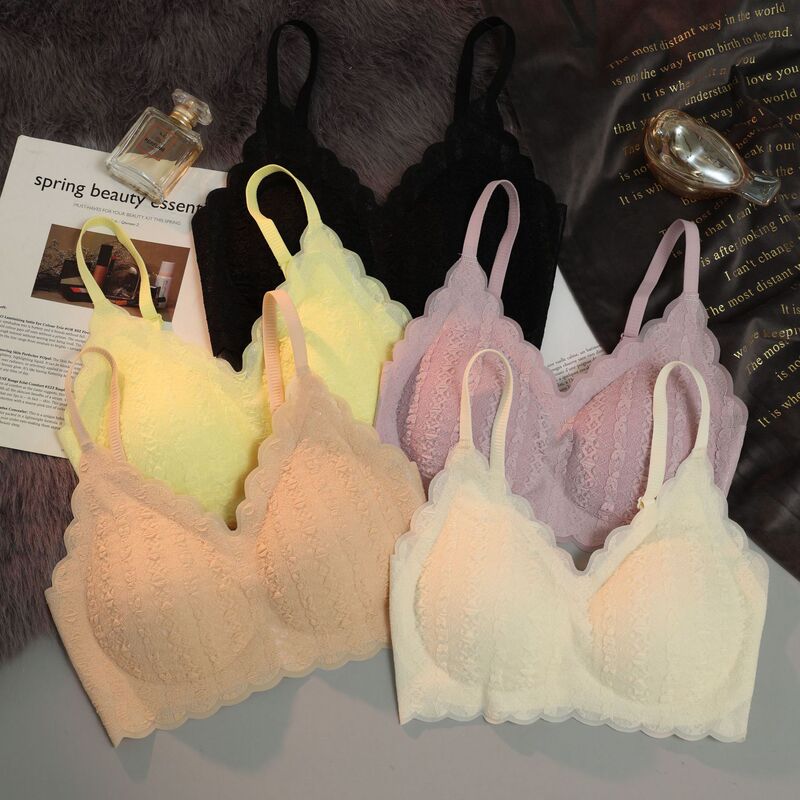 Original Cloud Bubble Underwear Women's Small Chest Push-up Bra Without Steel Rings Summer Large Chest Thin Lace Bra