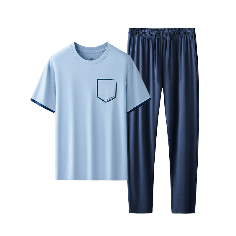 [Nivel de lujo] 80 ropa a domicilio de hombre modal de primavera y verano de doble cara pantalones casuales de manga corta traje de pijama
