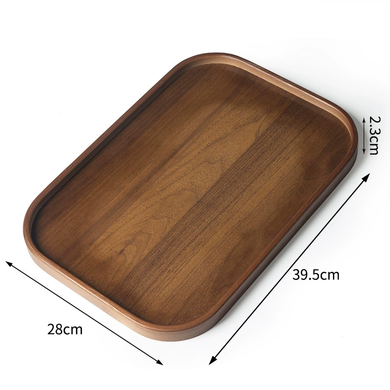 Creative Walnut Wood Serving Set: Rectangular Dinner Plate & Teacup Tray, Internet Celebrity Favorite