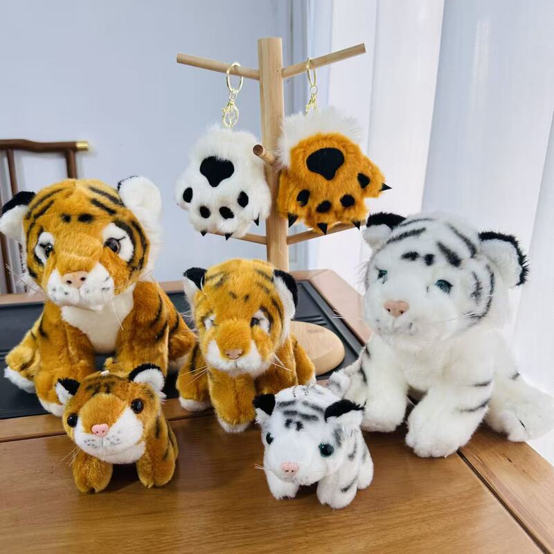 Creative Little Tiger Plush Toy, Cute Siberian Tiger Doll, Zodiac White Tiger Stuffed Animal, Small Bag Pendant