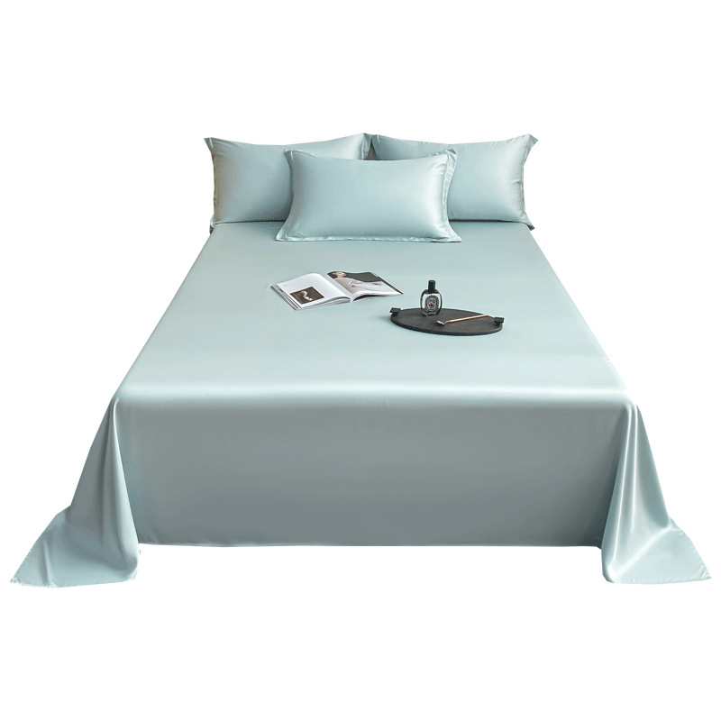 Sábanas de verano de seda de una sola pieza de color sólido dormitorio doble individual seda de hielo funda de edredón desnuda funda de almohada de edredón de tres piezas