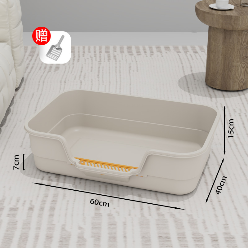 瓜洲牧猫砂盆の特大サイズの外はね防止猫トイレの開放式の巨大なボス猫のしこり|undefined