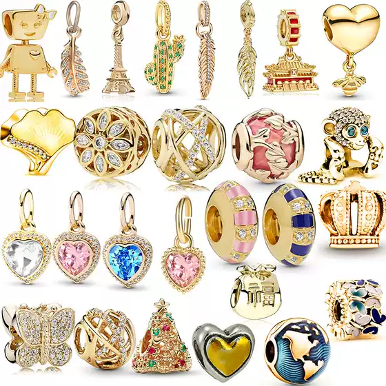 Panjia Golden Bee Pendant Alloy Cactus Ginkgo Leaf Bead DIY Source Factory Stock Direct Delivery