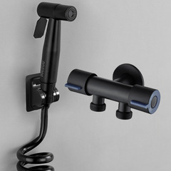 Stainless steel black double outlet washing machine faucet household one in two outlet faucet shower set