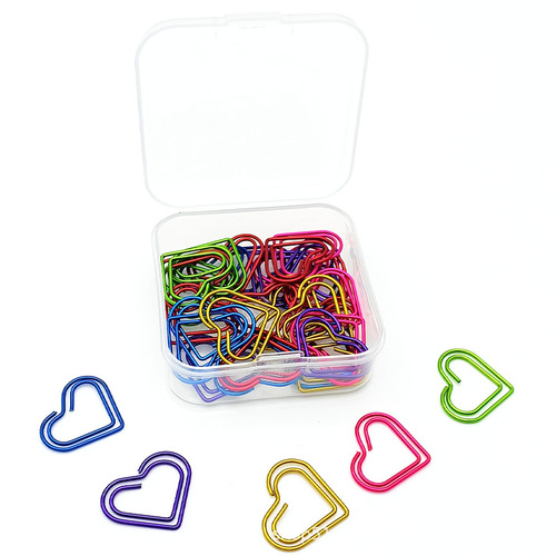 Mini Love Paperclip Bookmark Creative Cute Pin Office Supplies Bookmark Special-Shaped Paperclip Storage Box Fun