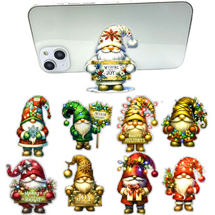 Cross-border New Stereo Glue Dropping Acrylic Christmas Old Lazy Desktop Stand for Mobile Phone Gift in stock