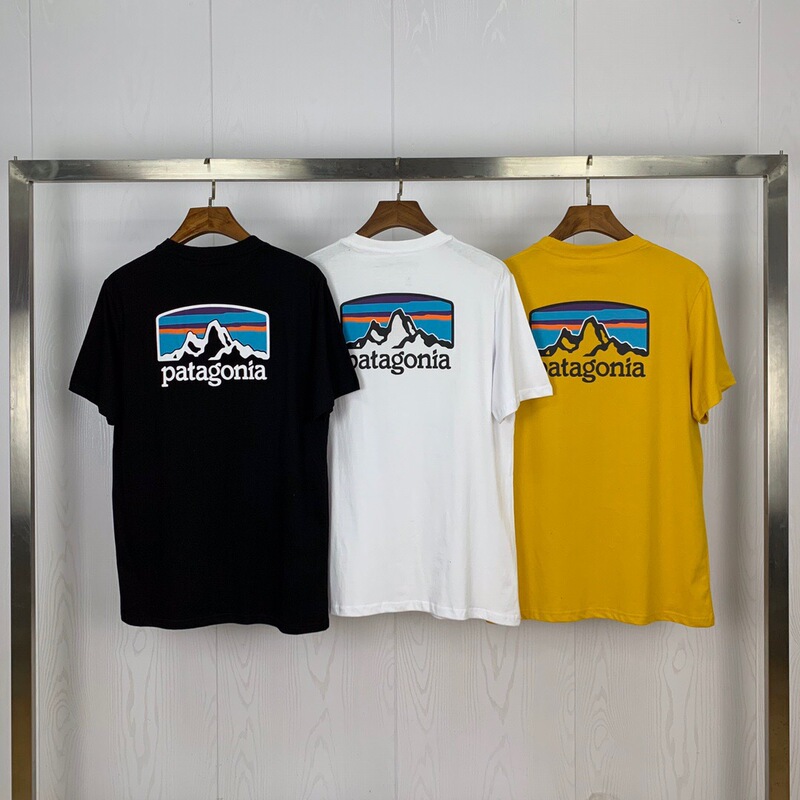 European and American fashion brand new summer round neck shirt for men and women with Patagonia logo behind short sleeve T-shirt wholesale European and American fashion brand new summer round neck shirt for men and women with Patagonia logo behind short sleeve T-shirt wholesale