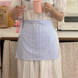 BB4C批发阿宝-韩风自制法式ins少女复古条纹半身围裙厨房拍照