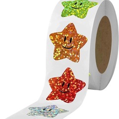 500/卷2.5厘米卷裝自粘笑臉貼紙獎勵圖表裝飾不乾膠貼紙標籤