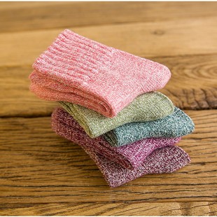 Women's mid-length socks thickened warm autumn and winter socks men's rabbit wool socks winter couples Terry pile socks cotton socks