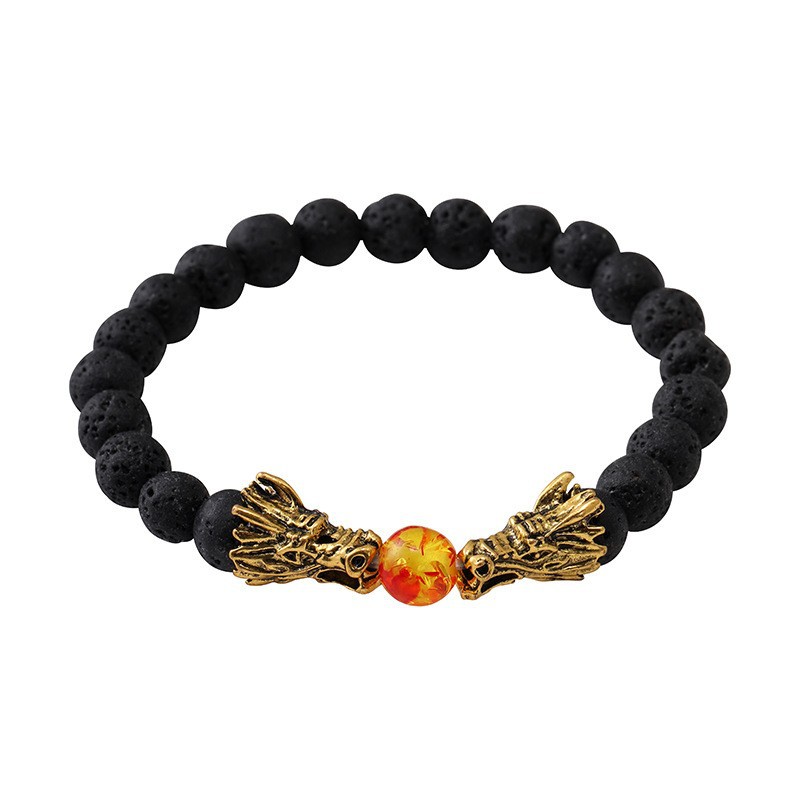 Suministro de comercio exterior joyería moda simple piedra volcánica de 8mm blanco turquesa pulsera de cristal amarillo pulsera de grifo pulsera al por mayor