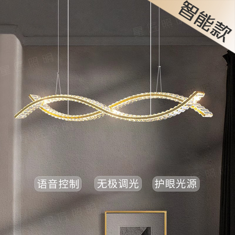 2025新款创意波浪设计师吊灯无频闪高级餐厅蜡烛轻奢长条水晶灯|undefined