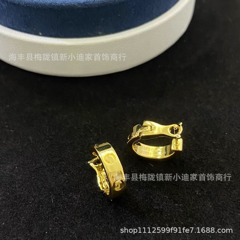 卡家V金高版本螺丝钉耳拍耳钉女士钉纹带钻耳扣式耳环厂家直销|undefined