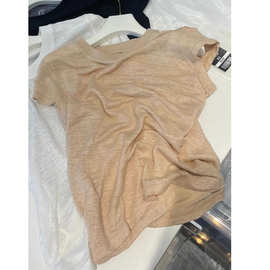 莱赛尔天si棉麻面膜防晒小衫上衣女2025轻薄冰丝空调亚麻短袖t恤