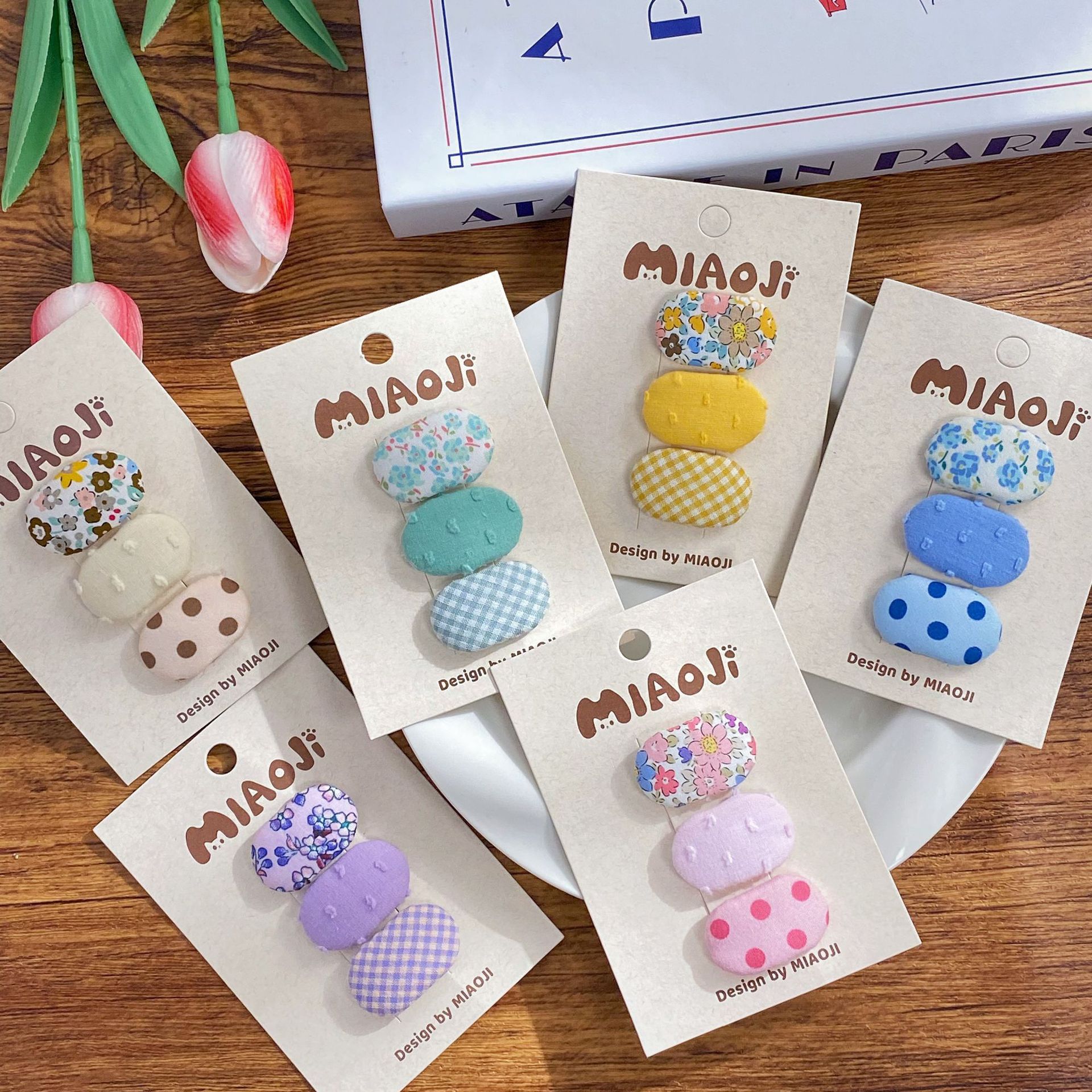 korean style small size oval sweet children‘s barrettes floral fabric does not hurt hair girls hair accessories bb clip bang side clip