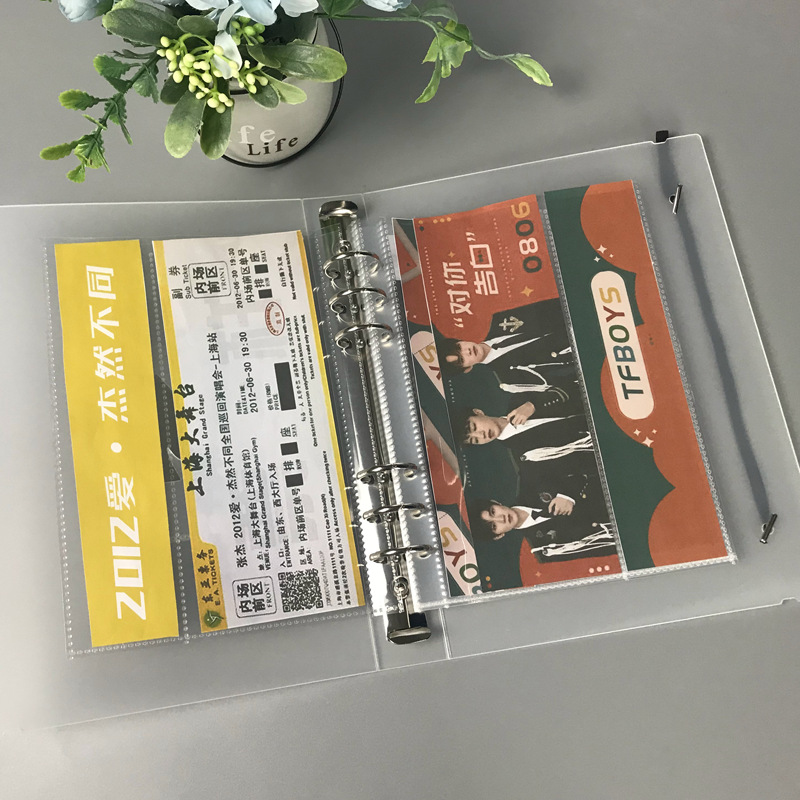 Star Concert Ticket Support Banner Collection Album A5 Transparent 6-Hole PP Receipt Storage Envelope Inner Page