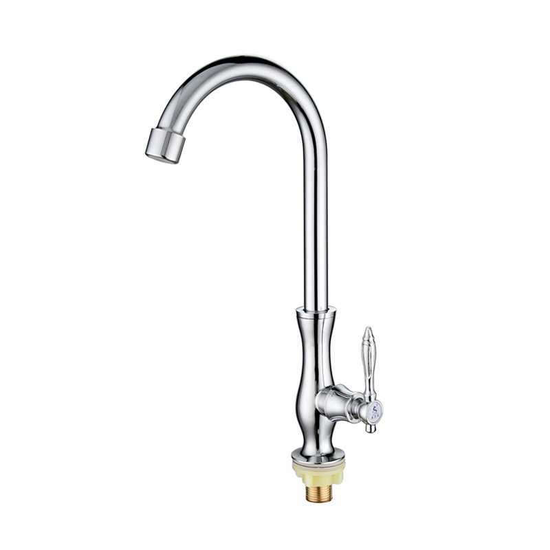 4-Inch Zinc Alloy Kitchen Faucet, Single Cold Water, Swivel Sink Faucet, Vase Sink Faucet