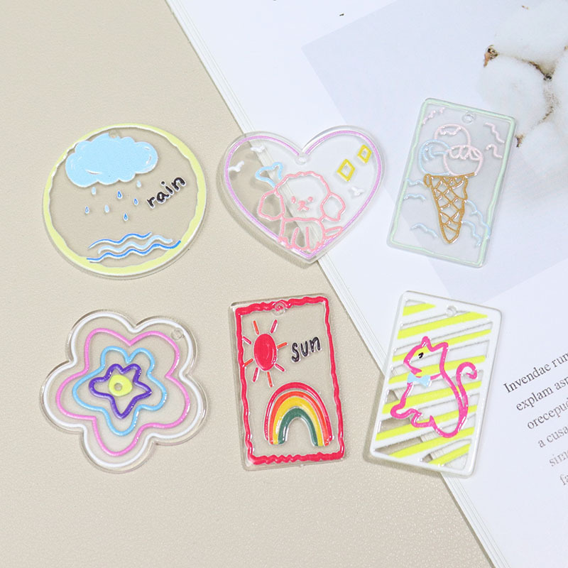 Acrylic flower cartoon ice cream weather relief small fresh Korean style pendant diy jewelry accessories material Acrylic flower cartoon ice cream weather relief small fresh Korean style pendant diy jewelry accessories material