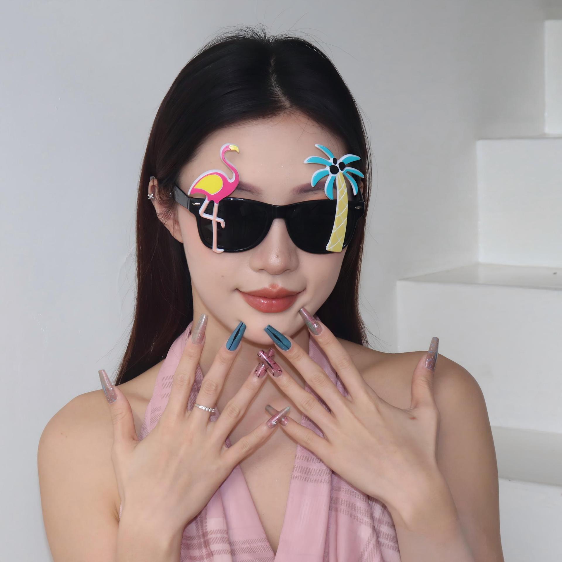 Gafas Decorativas de Flamenco y Cocotero de Plástico ABS para Playa y Fiestas