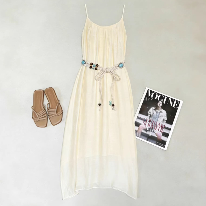 2026 New Summer Suspender Dress with Large Backless Design, Loose-Fitting Lace-Up Long Dress, Casual Dress for Pregnant Women