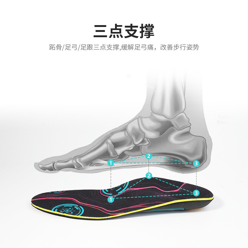 Plantilla de corrección de luz de arco deportivo transfronterizo para hombres y mujeres, desodorante transpirable absorbente de sudor, plantilla suave de alta elasticidad que absorbe los golpes, otoño