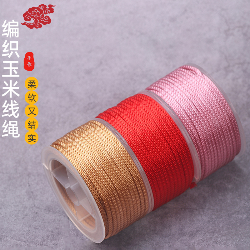 Cordón de maíz de 3mm tejido a mano pulsera collar colgante cordón de joyería grueso oro corda de brazalete resistente al por mayor