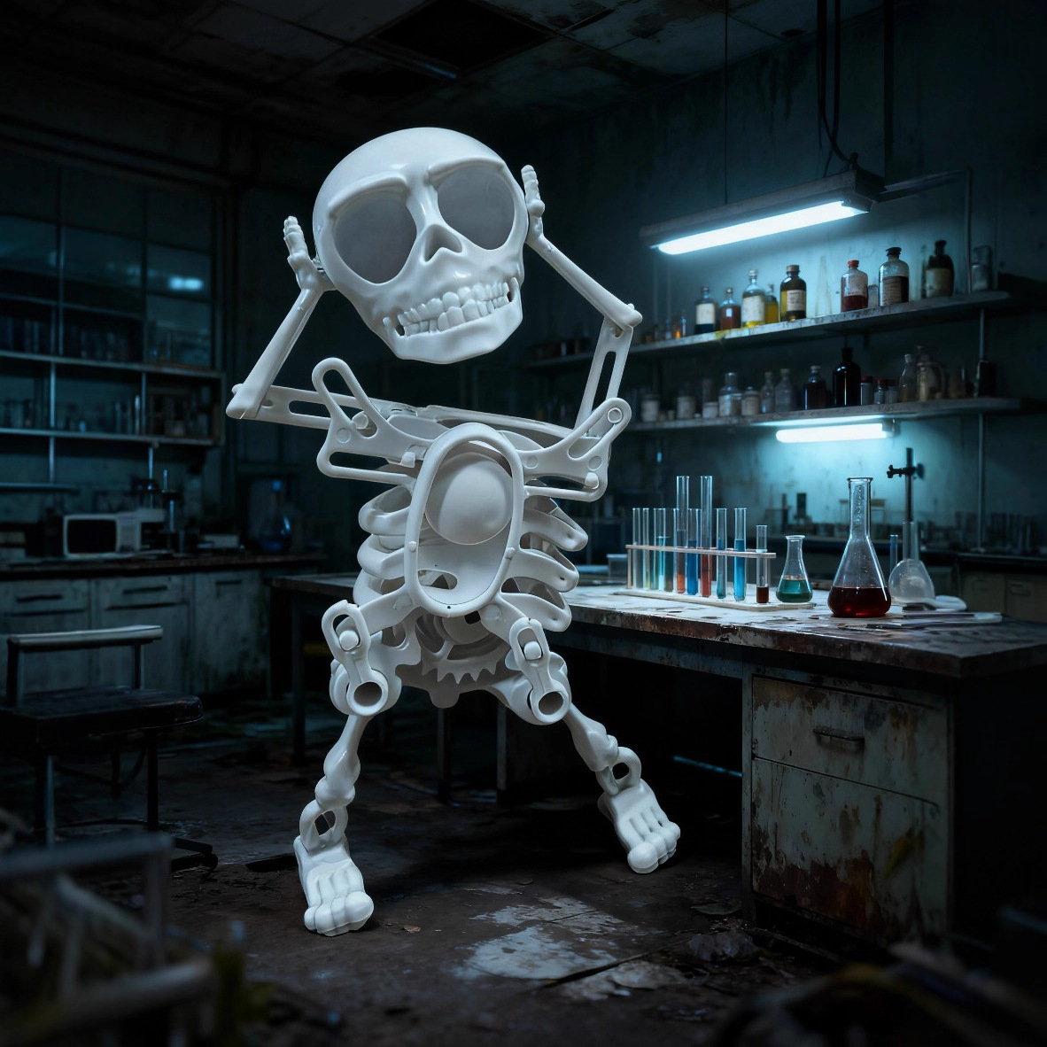 Swing Dancing Skull Head Mechanical String Desprimir Skull Dancing Extrañamente divertido juguete de hechicería