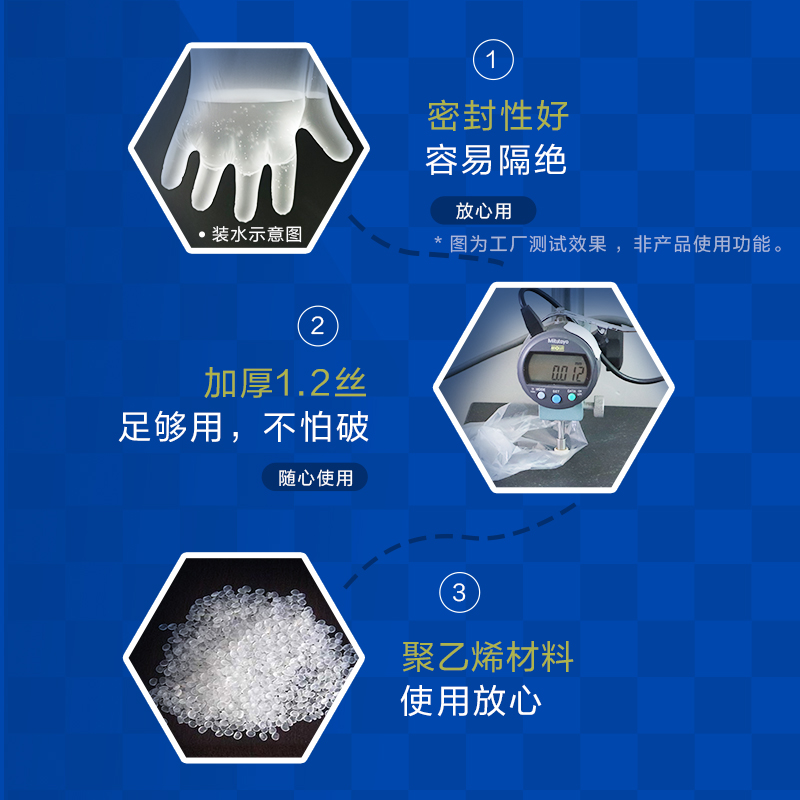 JX55一次性手套抽取式餐饮透明薄膜PE厨房隔离检查蓝色塑料200