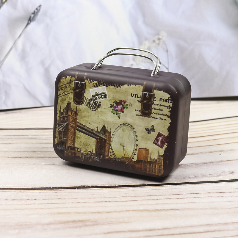 Retro maleta mini maleta caja de hierro caja de dulces monedero caja de monedas de regalo creativo caja de metal caja de embalaje