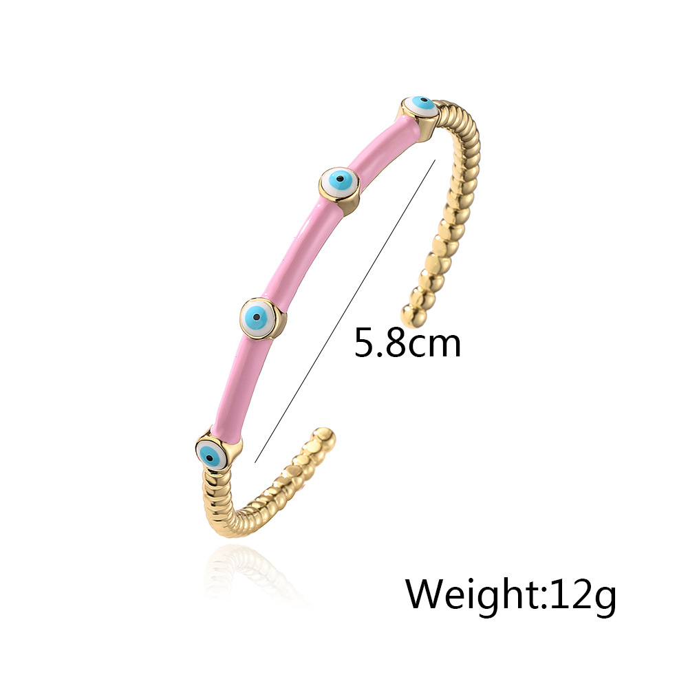 Fashion Simple Style Devilu0027S Eye Color Block Copper Bangle
