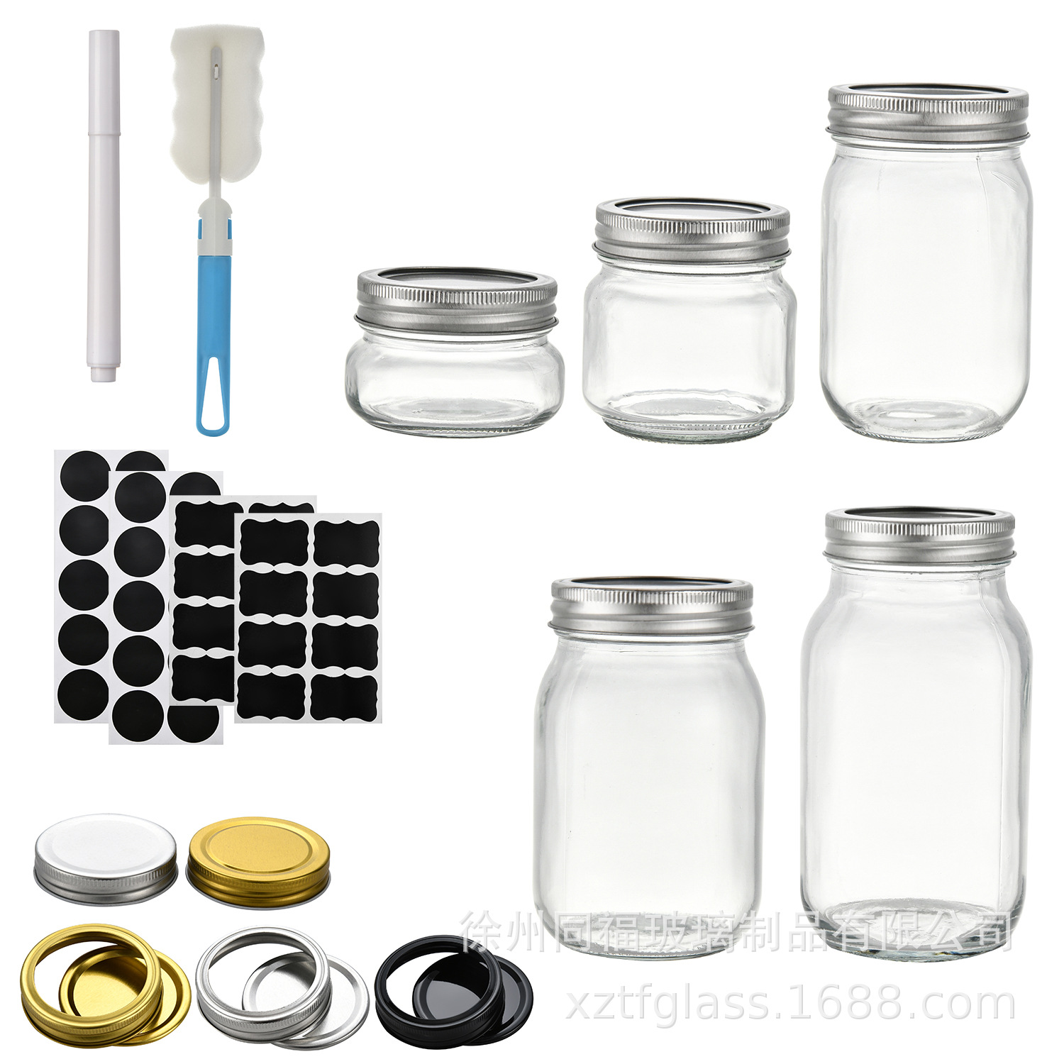 批发新款方圆梅森瓶透明蜂蜜瓶罐头瓶果酱罐百香果储物罐梅森罐