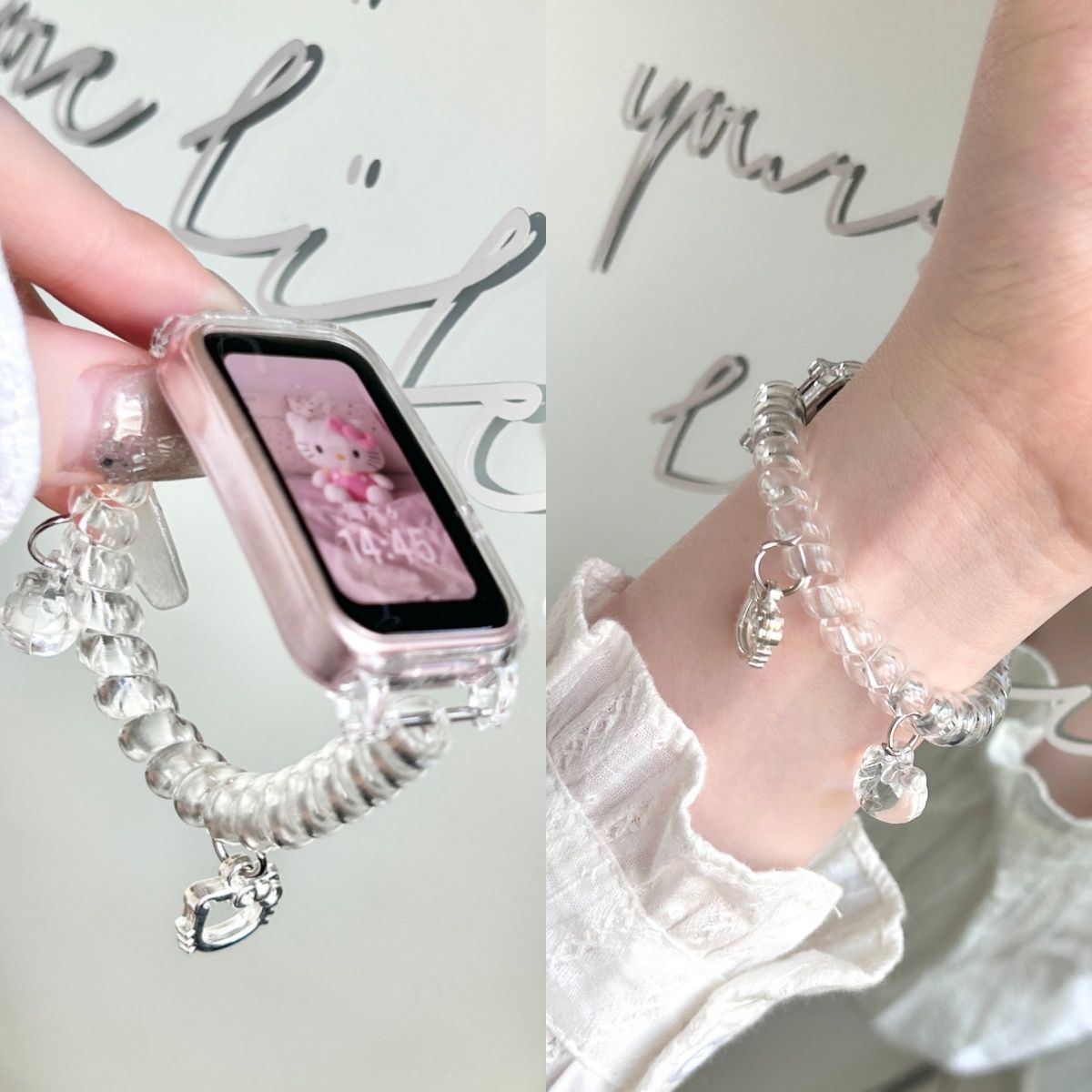 New Transparent Kt Cat - Suitable for Huawei Bracelet 10 Watch Strap 9/8Nfc Hair Ring Phone Cord Elastic Wristband Niche