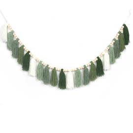 亚马逊木珠流苏串彩虹流苏壁挂墙面装饰 ins欧美卧室装饰少女礼物