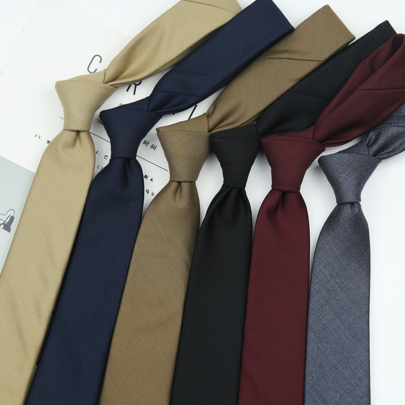 Formal K-Style 6cm Pure Color Narrow Tie for Men and Girls Preppy Style British Khaki Burgundy Black Navy Gray