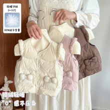 女宝羽绒马甲秋冬款 a类女童加厚无袖外套婴幼儿防寒保暖坎肩背心