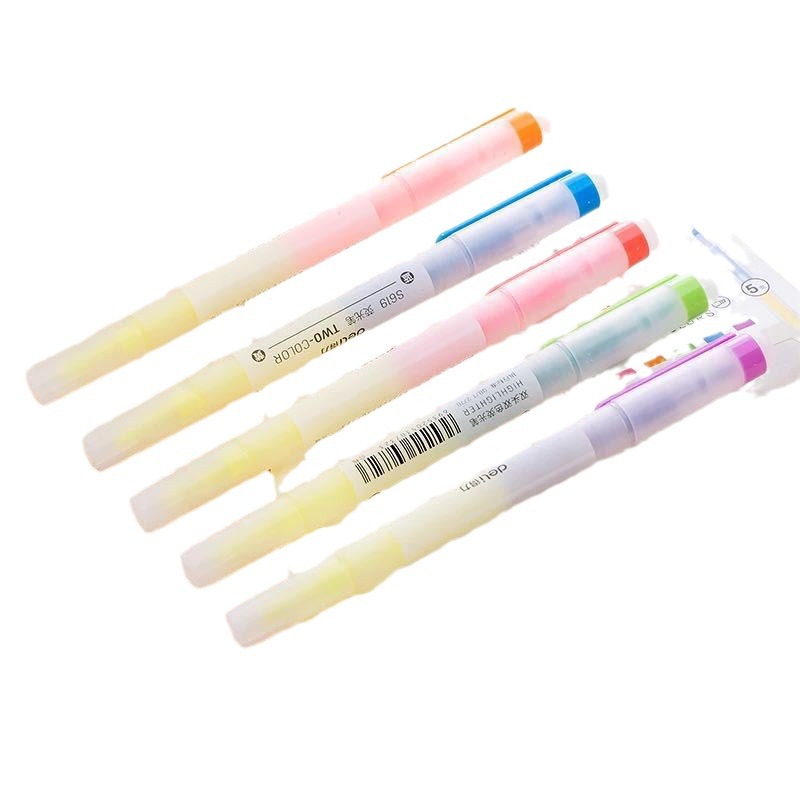 Deli S619 bolígrafo fluorescente 5-color marcador fluorescente estudiante Oficina caramelo color doble cabeza marcador de color