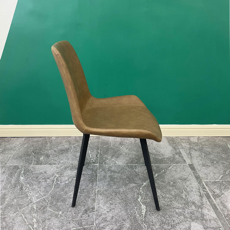 Silla de cuero ligera de lujo restaurante nórdico silla de té de leche silla de respaldo de hierro forjado pie silla de tocador taburetes silla de comedor casera