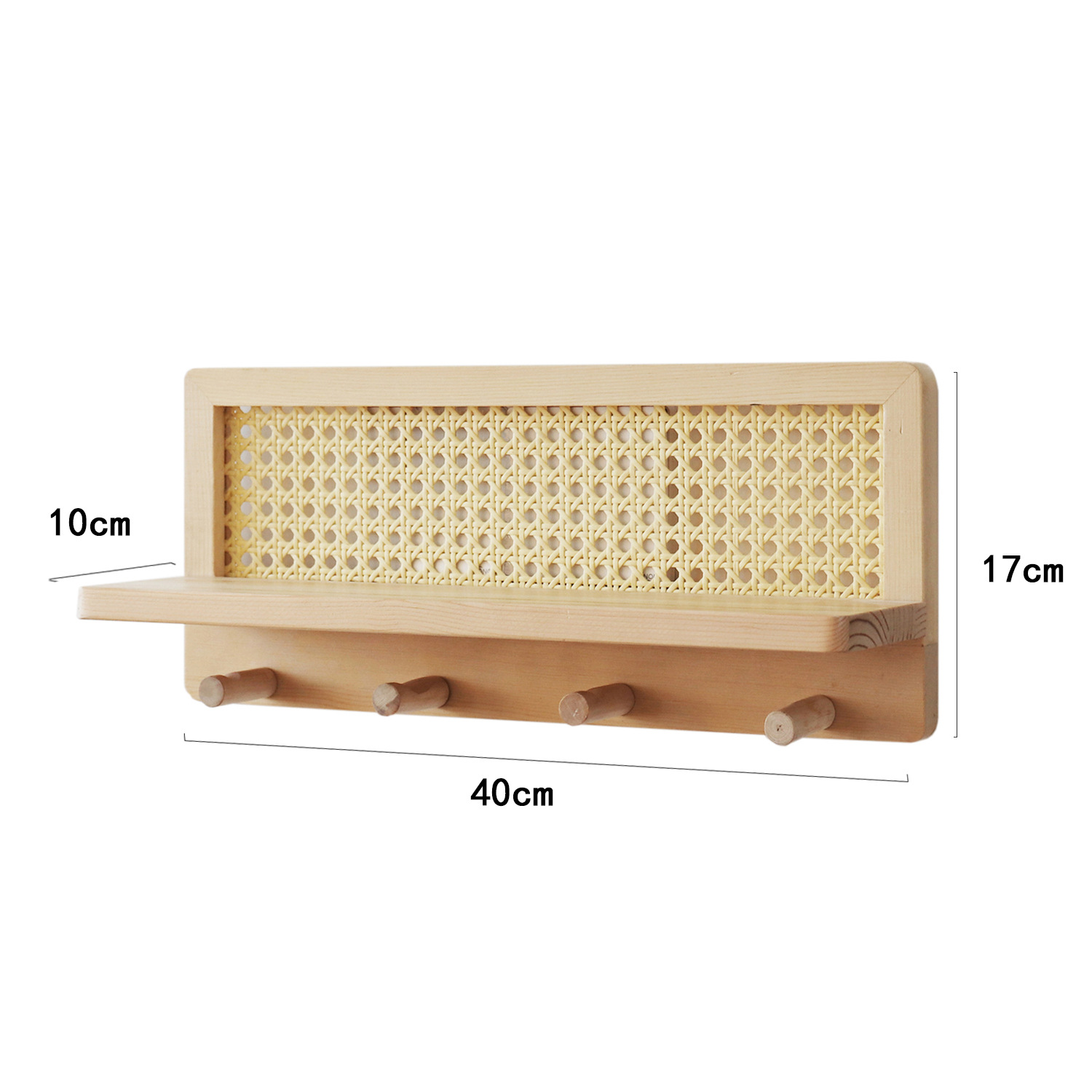 Madera sólida de caña tejida de pared estante de almacenamiento creativo de madera tejida de llave percha de gancho de vestíbulo decoración percha de almacenamiento de ropa
