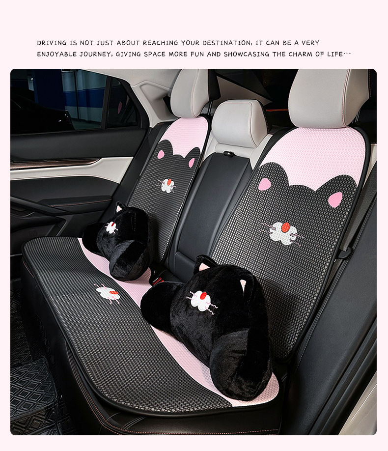 Cartoon Plush Cat Car Lumbar Support, Soft and Comfortable Car Lumbar Cushion, Long-Term Sitting and Not Tired, Car Neck Pillow Pillow