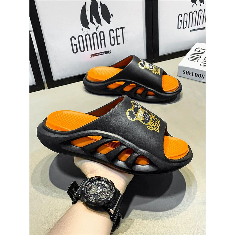 Тапочки мужские, летняя верхняя одежда, мужские слипоны, нескользящие, против запаха, спортивные пляжные сандалии на толстой подошве.