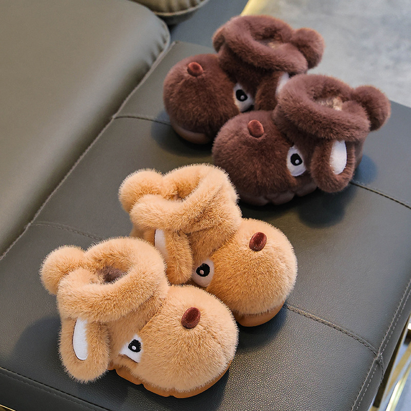 Otoño y invierno bolsas de tacones para niños, botas de algodón para niños y niñas, calentamiento y peluche para cachorros, zapatos de algodón para padres e hijos