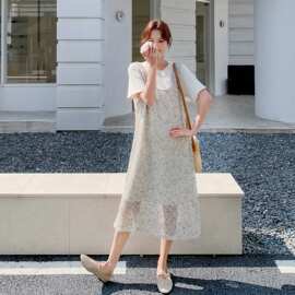 法式松弛感慵懒风T恤连衣裙套装女2026新款亮片背心裙两件套夏日