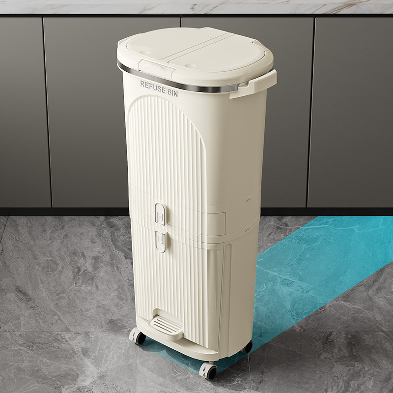 Clasificación de cubo de basura de cocina cubo de almacenamiento doméstico de alta calidad sensación de gran capacidad doblada separación seca y húmeda de basura